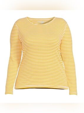 🆕 Terra & Sky Womens Plus Size Long Sleeve Crewneck Gold Stripe Shirt 1X 16W-18W